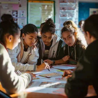 Students collaborating on a group project in a classroom setting. - Image 4