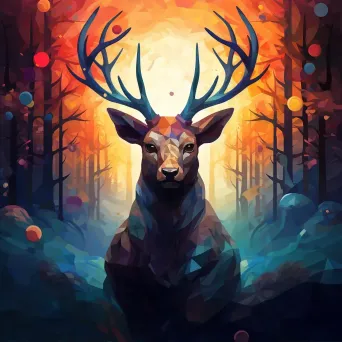 Low-poly portrait of a guardian amidst vivid colors of a mystical forest - Image 2