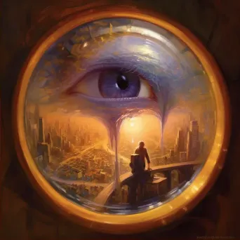 Desires shaping the world reflected in the eye of the beholder in an image inspired by Schopenhauer