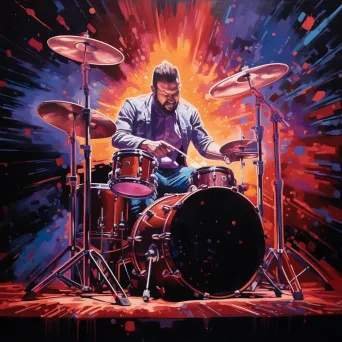 Powerful drum solo performance under bright spotlights - Image 1