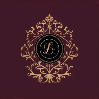 Logo for a luxury fashion house featuring a monogram icon in burgundy and gold colors - Image 1