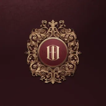 Logo for a luxury fashion house featuring a monogram icon in burgundy and gold colors - Image 2