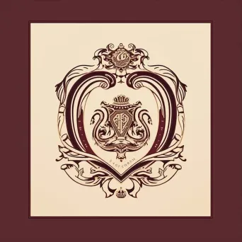 Logo for a luxury fashion house featuring a monogram icon in burgundy and gold colors - Image 3