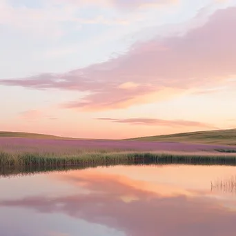 Sunset illuminating lavender fields with pink and gold hues. - Image 2