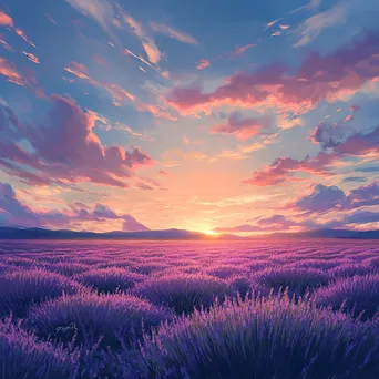 Sunset Serenity in Lavender Fields