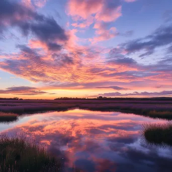 Sunset illuminating lavender fields with pink and gold hues. - Image 4