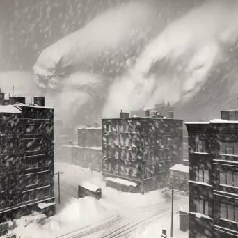 Blizzard in a city with heavy snowfall - Image 1