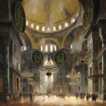 Atmospheric rendering of Hagia Sophia showcasing fusion of Christian and Islamic architectural elements - Image 3