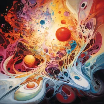 Abstract painting depicting the curvature of spacetime through fluid brush strokes - Image 2