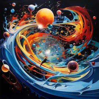 Abstract painting depicting the curvature of spacetime through fluid brush strokes - Image 3