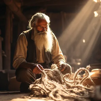 Artisan demonstrating traditional rope making techniques in a historic workshop - Image 4