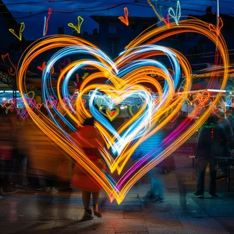 Heart Light Trails at Night Market