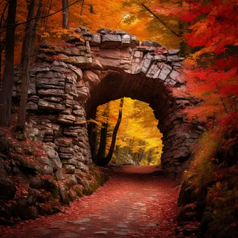 Rock arch embraced by autumn leaves - Image 2