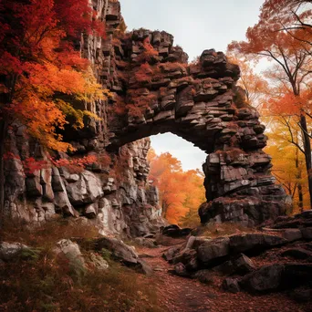 Rock arch embraced by autumn leaves - Image 3