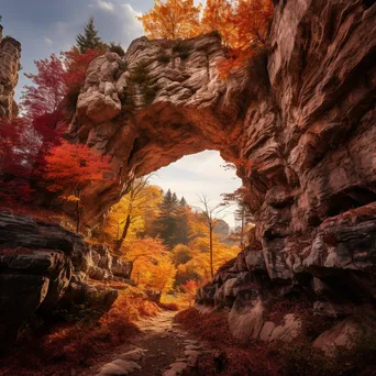 Autumn Foliage Around Rock Arch