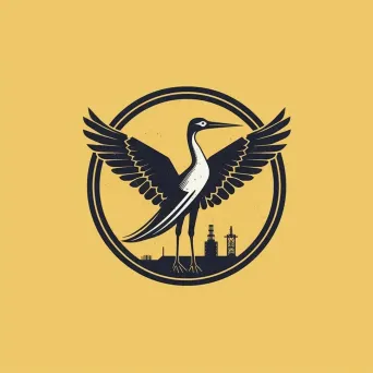 Industrial construction company logo with crane icon in yellow and black colors on a light background - Image 2