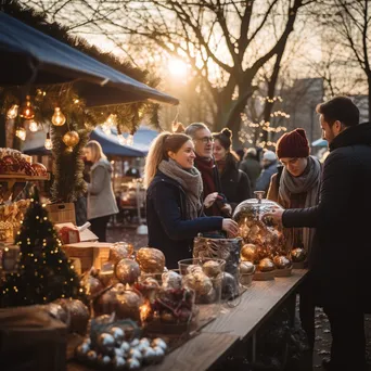 Vendors at a holiday market selling festive items - Image 2