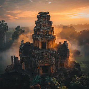 Ethereal Ancient Temple at Sunrise