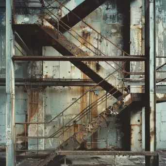 Black and white abandoned industrial factory with decay and rust details - Image 4