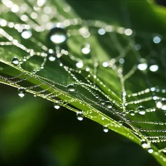 close-up of dew on spider web - Image 4