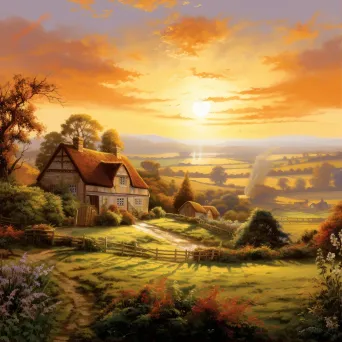 English countryside sunset - Image 1