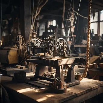 Old-fashioned rope making machine in a workshop - Image 4