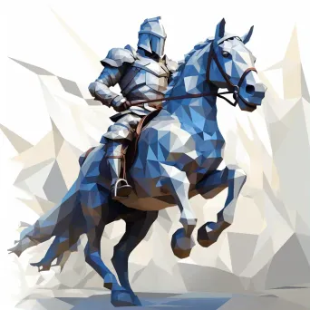 Low-poly portrait of a battle-wearied knight in austere colors - Image 1