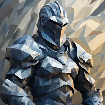 Low-poly portrait of a battle-wearied knight in austere colors - Image 3