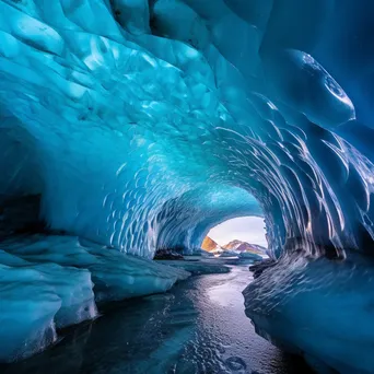 Inside an ice cave with massive ice columns and dramatic colors - Image 1