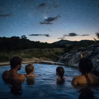 Family Fun at a Nighttime Thermal Spring