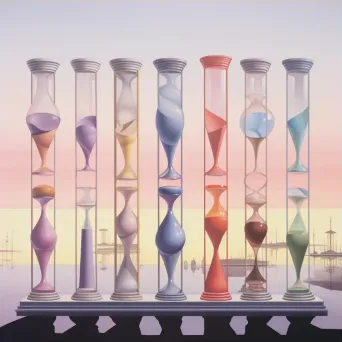 Hourglasses in different sizes and colors representing various times of the day - Image 3