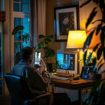 Doctor on video call consulting with patient at home - Image 1