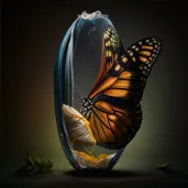 Illustration of a butterfly emerging from a chrysalis - Image 4