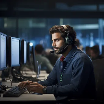 Employee handling multiple customer calls in a call center - Image 4