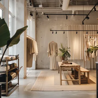 Interior of a minimalistic clothing store focused on sustainable fashion. - Image 4