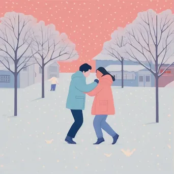 Image of a playful snowball fight between lovers - Image 1