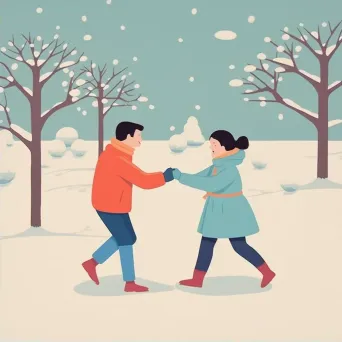 Image of a playful snowball fight between lovers - Image 2