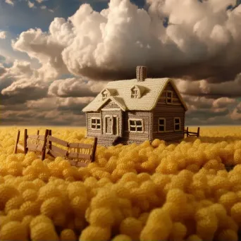 Deserted farm house in wheat field under cloudy sky - Image 2