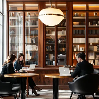 Individuals enjoying coffee and collaborating in a vintage co-working space - Image 4