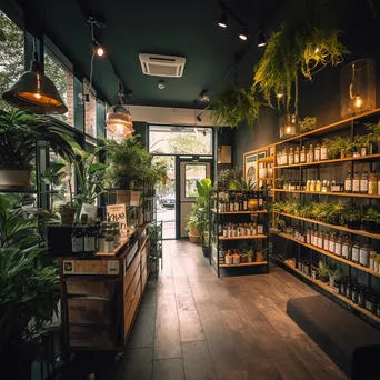 Interior of an eco-friendly shop with sustainable products and plant accents - Image 1