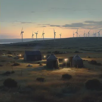 Wind turbines at dusk symbolizing renewable energy and conservation - Image 4