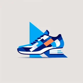 Abstract shoe logo for contemporary footwear brand in blue and white - Image 2