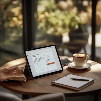 Tablet displaying newsletter call-to-action on a stylish desk - Image 2