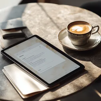 Tablet displaying newsletter call-to-action on a stylish desk - Image 3