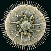 Illustration of complex surface of a virus with protein spikes and geometric capsid. - Image 4