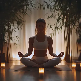 Woman meditating in a tranquil indoor setting. - Image 4