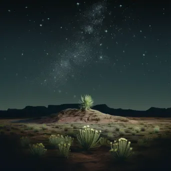 Image of a flowering cactus in a desert landscape under a starry sky - Image 3