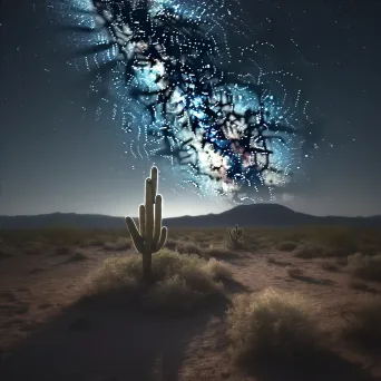 Image of a flowering cactus in a desert landscape under a starry sky - Image 4