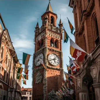 Antique Clock Tower in Town Square