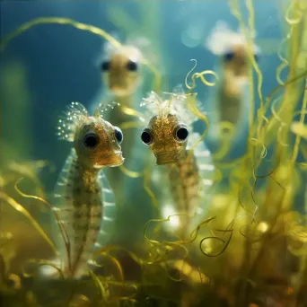 Macro seahorses on seagrass underwater - Image 4